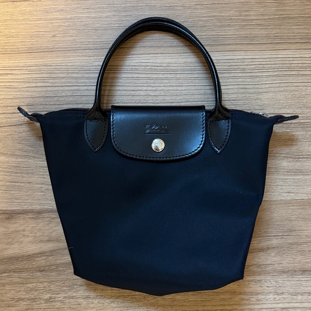 Small longchamp le pliage heavy nylon bag - black